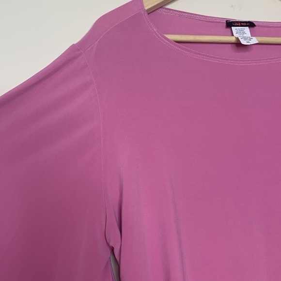 Heart Throb Dusty Rose Rouched Sides Boatneck Kimono Sleeve Tunic Stretch Top 3X - Picture 8 of 13